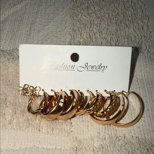 Gold Hoop Earrings Set
